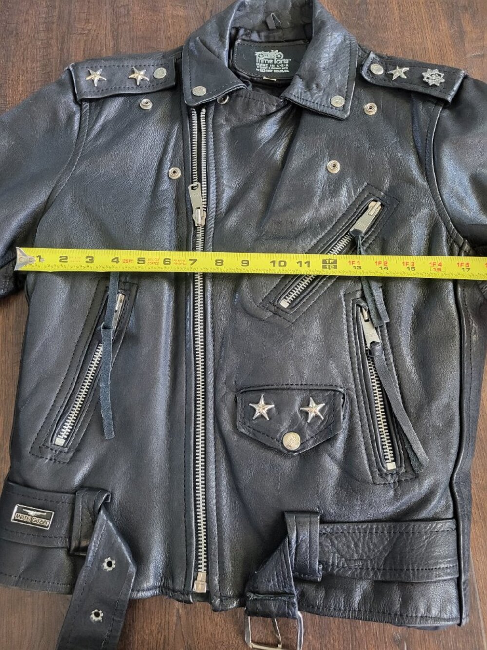 Vintage Prime Parts USA Heavy Leather Motorcycle Jacket Mens Size 36 Moto Guzzi - Picture 5 of 12